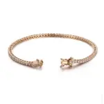 14k gold round lab grown diamond four prong tennis bracelet 1