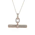 14k gold round lab grown diamond pave set pendent necklace 1