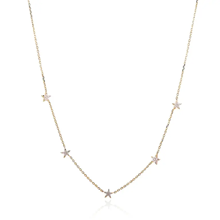 14k gold round lab grown diamond pave setting charm necklace 1