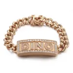 14k gold round lab grown diamond prong set cuban chain bracelet 1