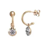 14k gold round lab grown diamond prong set drop earring 1