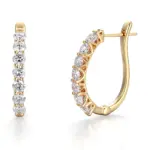 14k gold round lab grown diamond prong set hoop earring 1