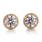 14k gold round lab grown diamond prong set stud earring 1