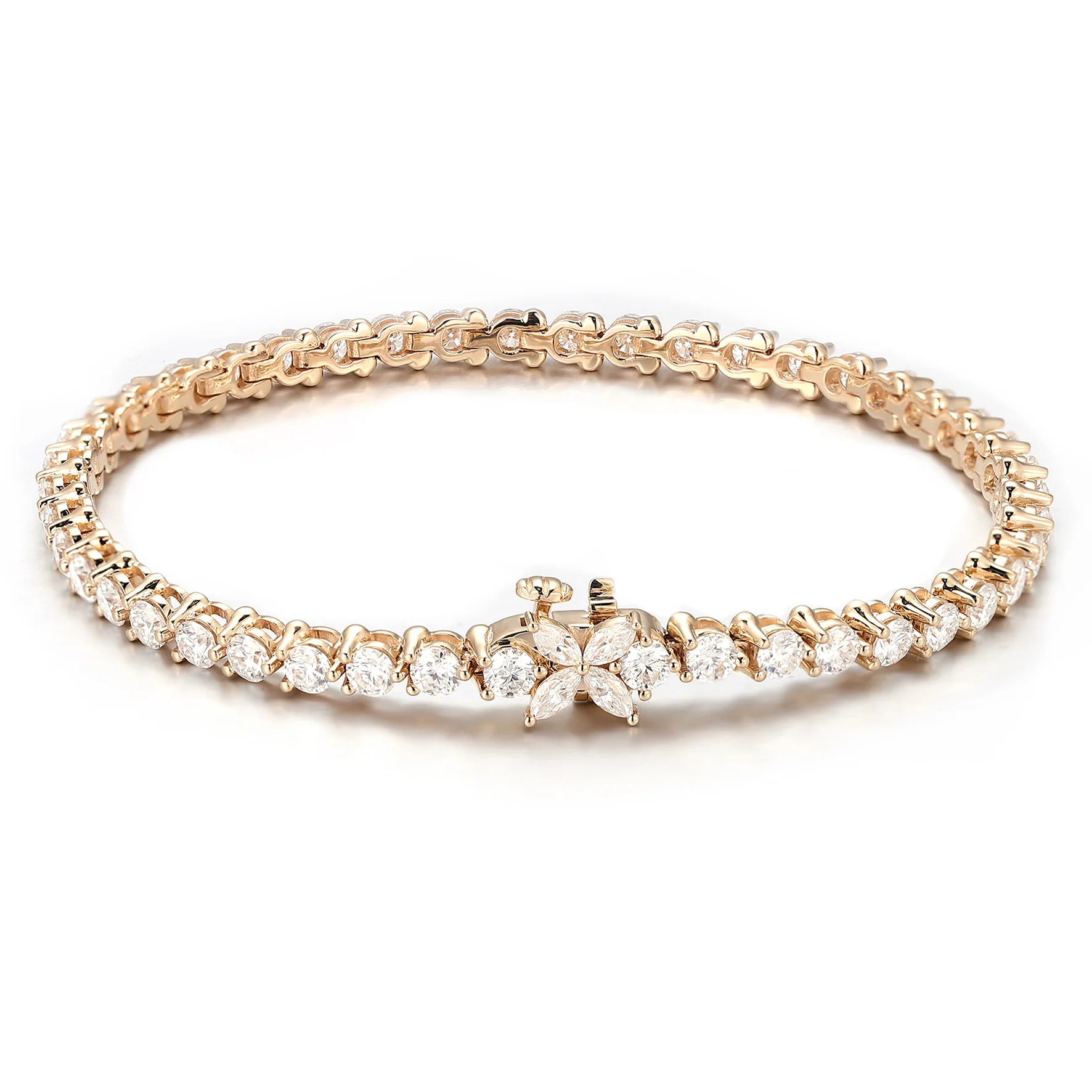 14k gold round lab grown diamond prong set tennis bracelet 1 14k gold round lab grown diamond prong set tennis bracelet 1