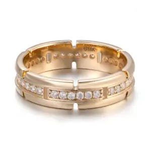 14k gold round lab grown diamond prong seting eternity ring 1