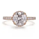 14k gold round lab grown diamond prong seting halo engagement ring 1