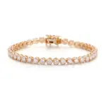 14k gold round lab grown diamond prong setting tennis bracelet 1