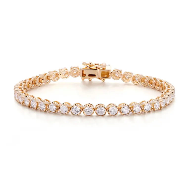14k gold round lab grown diamond prong setting tennis bracelet 1