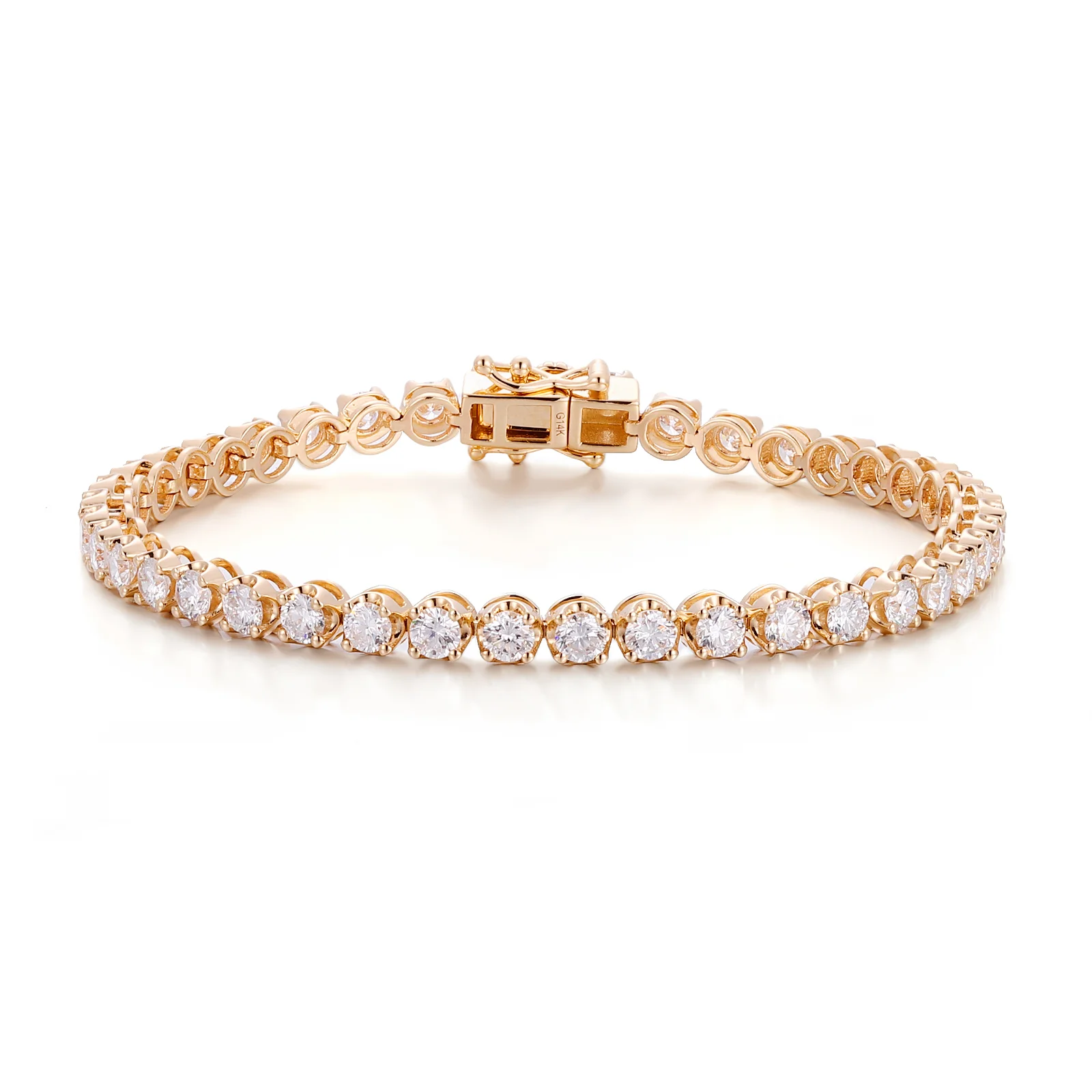 14k gold round lab grown diamond prong setting tennis bracelet 1 14k gold round lab grown diamond prong setting tennis bracelet 1
