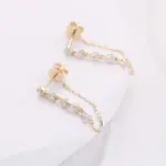14k gold round lab grown diamond three prong drop earring 1