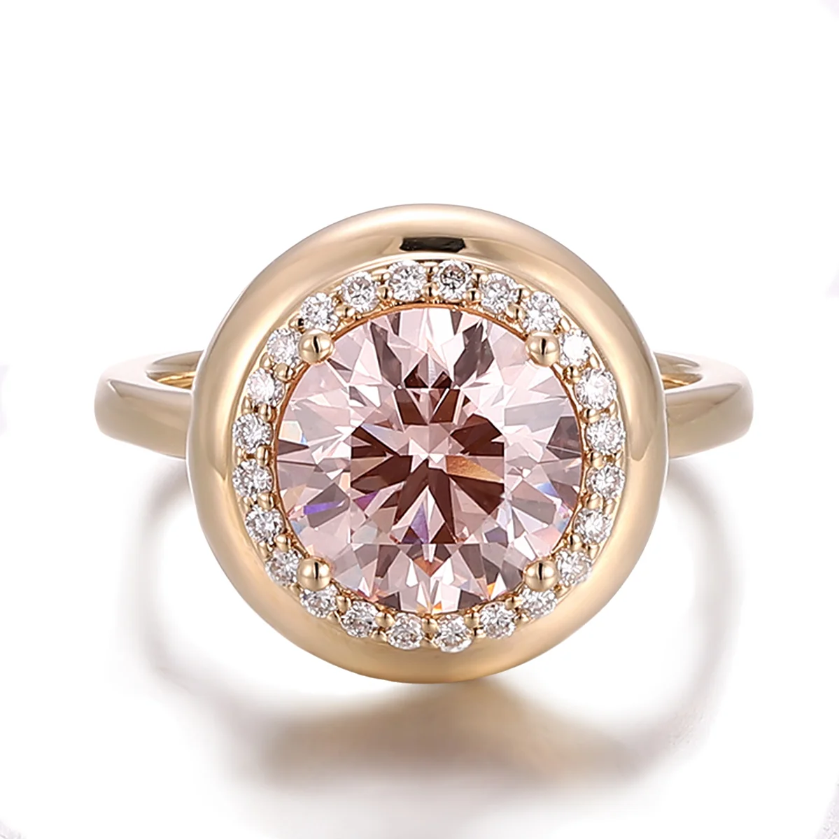 14k gold round pink lab grown diamond prong set halo engagement ring 1 14k gold round pink lab grown diamond prong set halo engagement ring 1
