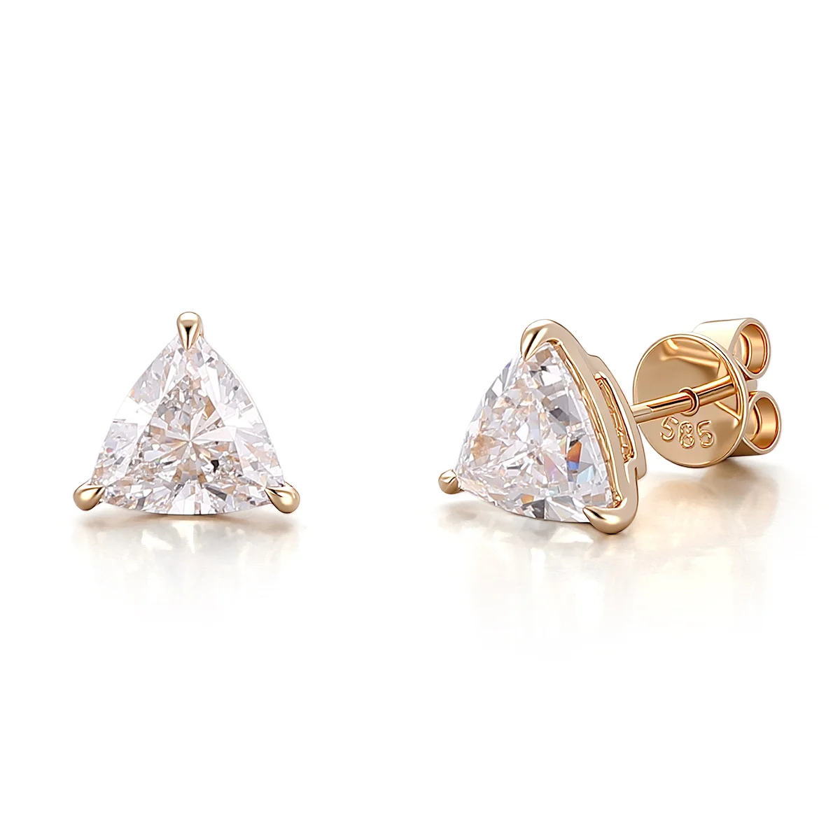 14k gold trillion lab grown diamond prong set stud earring 1 14k gold trillion lab grown diamond prong set stud earring 1