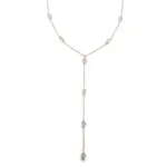14k rose gold marquise lab grown diamond bezel charm necklace 1