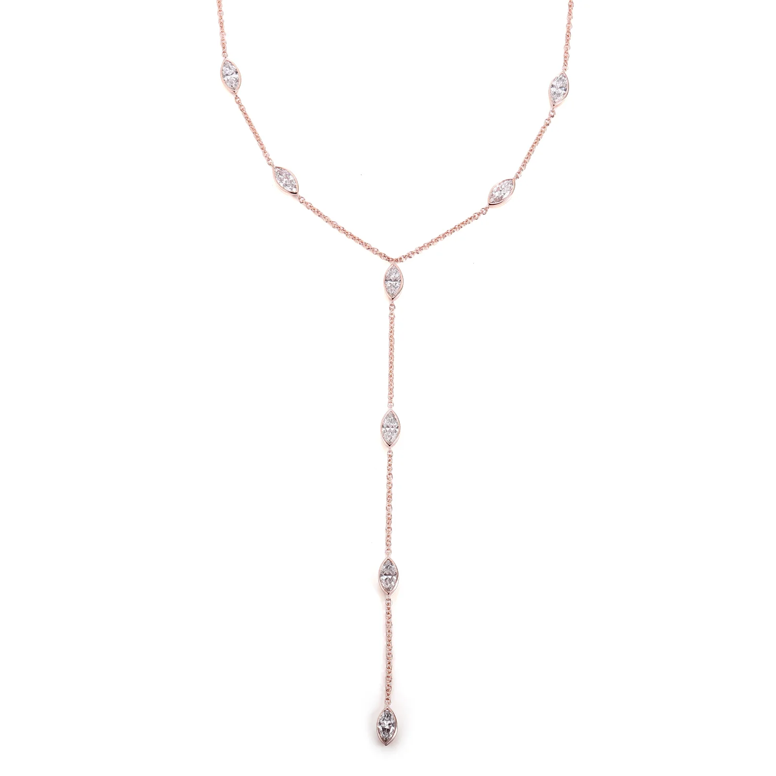 14k rose gold marquise lab grown diamond bezel charm necklace 1 14k rose gold marquise lab grown diamond bezel charm necklace 1
