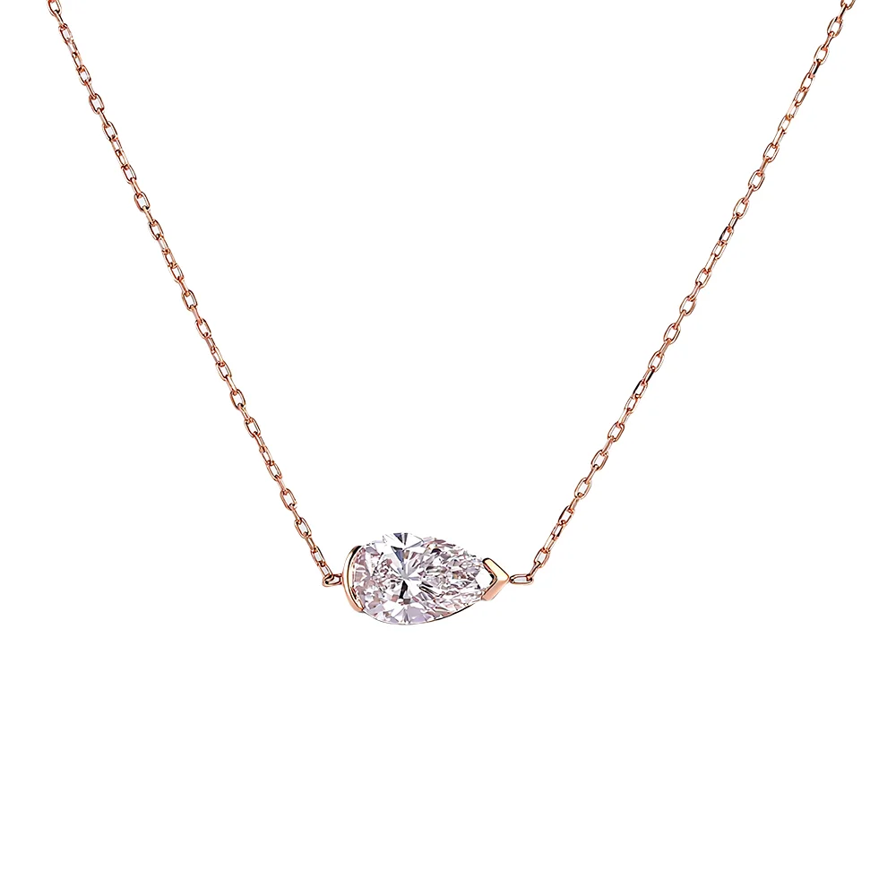 14k rose gold pear lab grown diamond channel set pendent necklace 1 14k rose gold pear lab grown diamond channel set pendent necklace 1