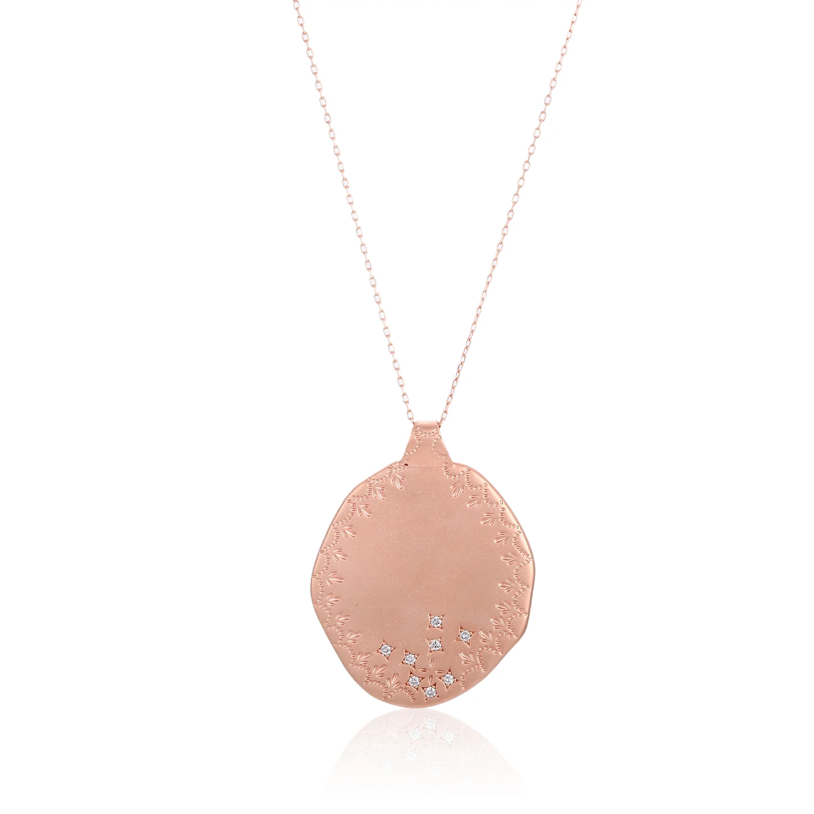 14k rose gold round lab grown diamond bezel pendent necklace 1 14k rose gold round lab grown diamond bezel pendent necklace 1