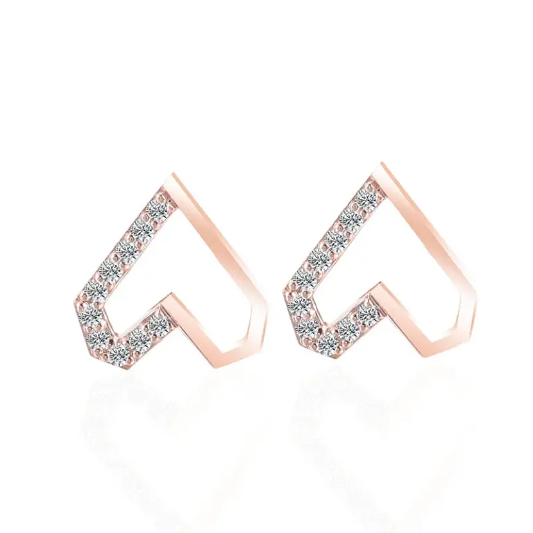 14k rose gold round lab grown diamond four prong stud earring 1