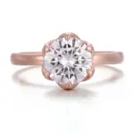 14k rose gold round lab grown diamond prong set solitaire engagement ring 1