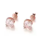 14k rose gold round lab grown diamond prong set stud earring 1