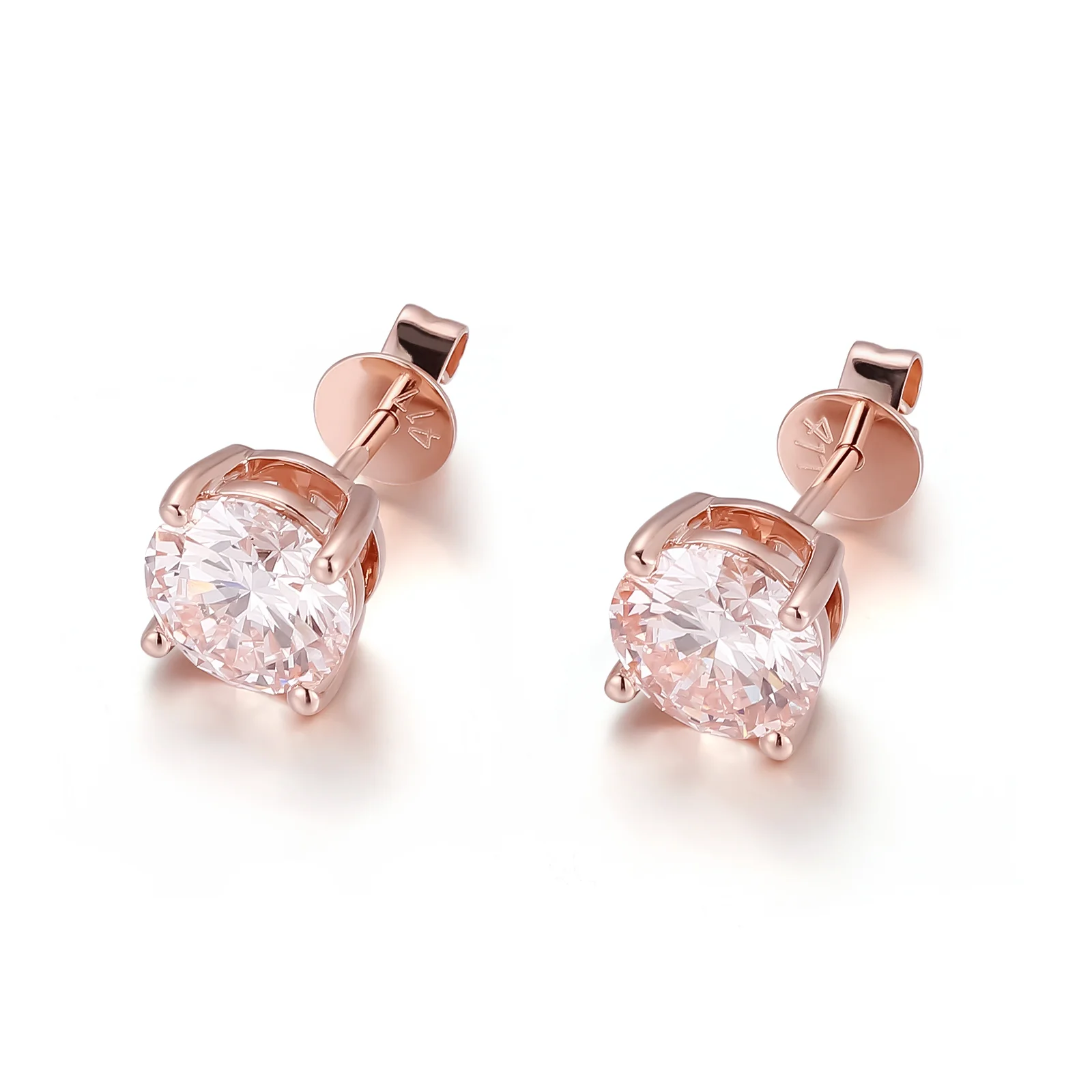 14k rose gold round lab grown diamond prong set stud earring 1 14k rose gold round lab grown diamond prong set stud earring 1