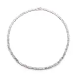 14k white gold baguette lab grown diamond prong set tennis necklace 1