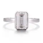 14k white gold emerald lab grown diamond bezel solitaire engagement ring 1