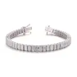 14k white gold emerald lab grown diamond four prong tennis bracelet 1