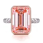 14k white gold emerald pink lab grown diamond bezel solitaire engagement ring 1
