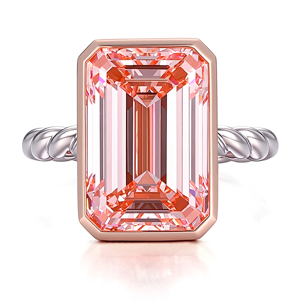 14k white gold emerald pink lab grown diamond bezel solitaire engagement ring 1 14k white gold emerald pink lab grown diamond bezel solitaire engagement ring 1