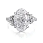 14k white gold oval lab grown diamond prong set cluster engagement ring 1