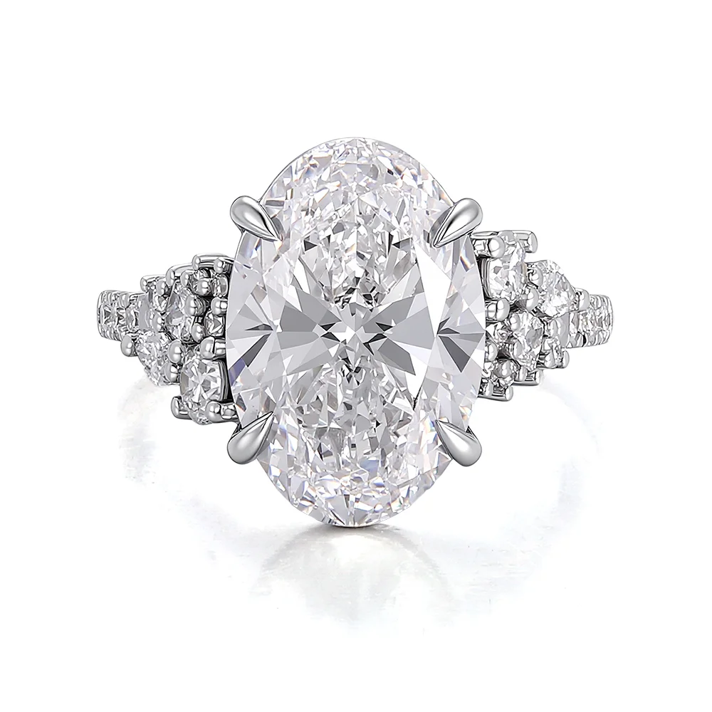 14k white gold oval lab grown diamond prong set cluster engagement ring 1 14k white gold oval lab grown diamond prong set cluster engagement ring 1