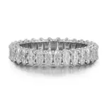 14k white gold oval lab grown diamond prong set eternity ring 1