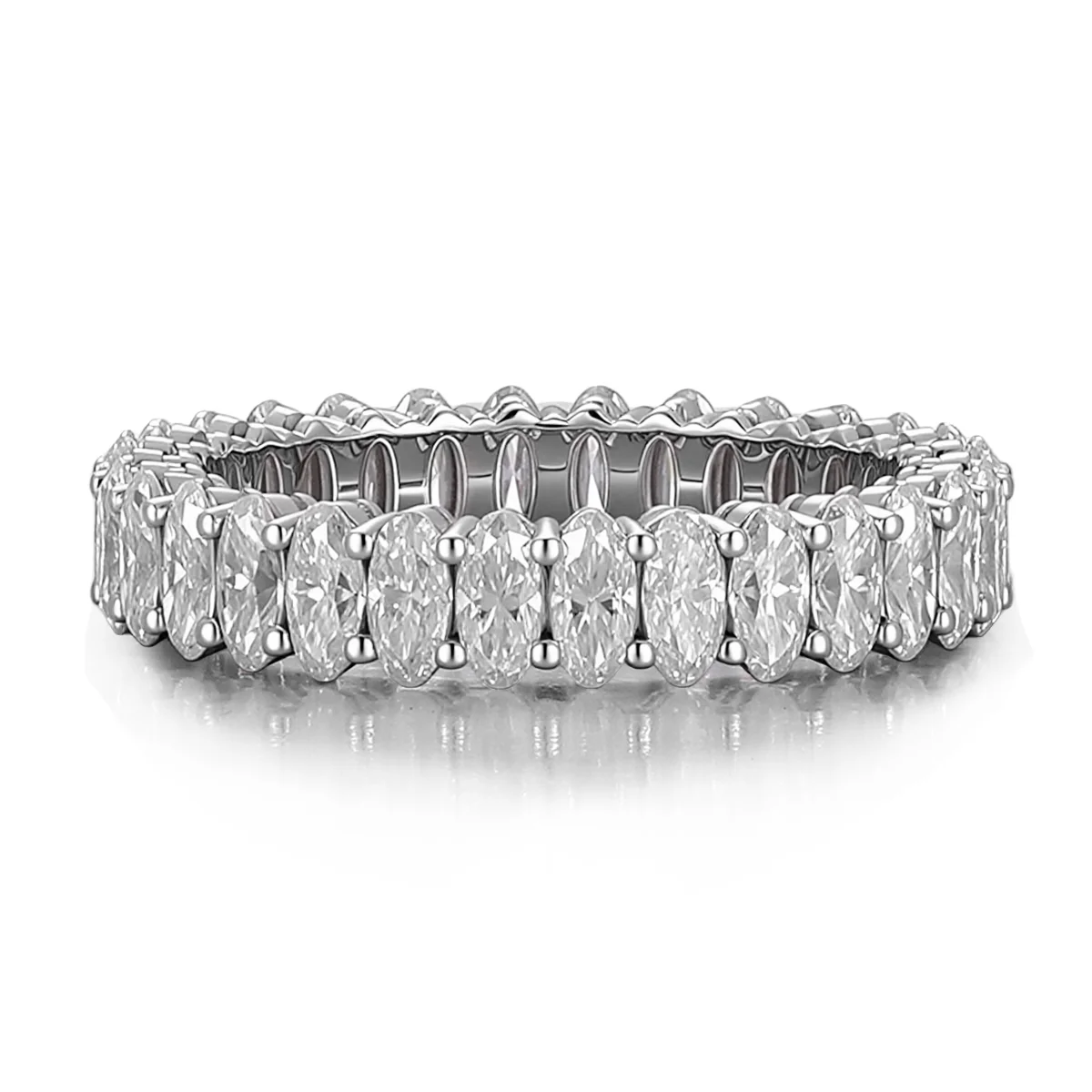 14k white gold oval lab grown diamond prong set eternity ring 1 14k white gold oval lab grown diamond prong set eternity ring 1
