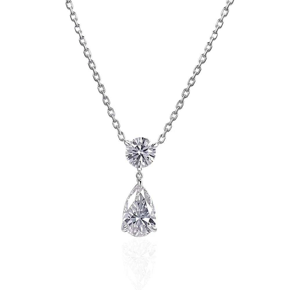 14k white gold pear lab grown diamond prong set pendent necklace 1 14k white gold pear lab grown diamond prong set pendent necklace 1