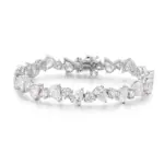 14k white gold pear lab grown diamond prong set tennis bracelet 1