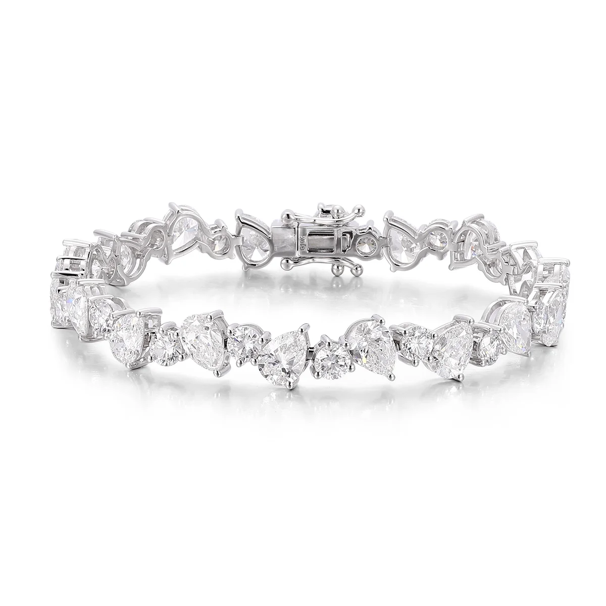 14k white gold pear lab grown diamond prong set tennis bracelet 1 14k white gold pear lab grown diamond prong set tennis bracelet 1