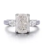 14k white gold radiant lab grown diamond prong set three stone engagement ring 1