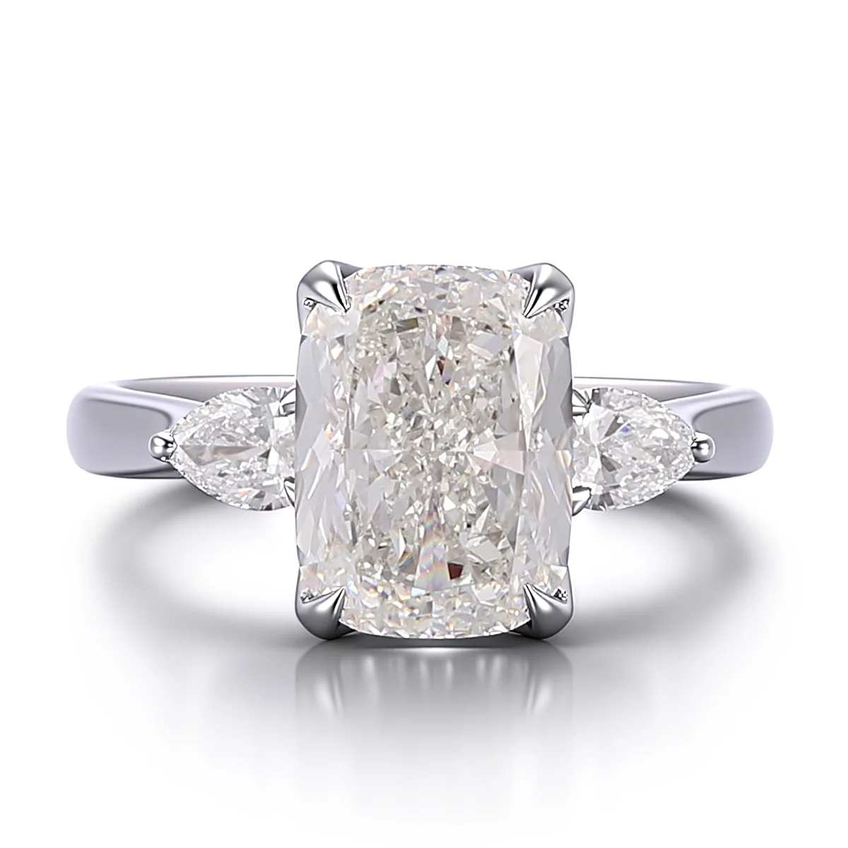 14k white gold radiant lab grown diamond prong set three stone engagement ring 1 14k white gold radiant lab grown diamond prong set three stone engagement ring 1