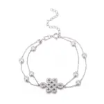 14k white gold round lab grown diamond bezel chain bracelet 1