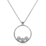 14k white gold round lab grown diamond bezel pendent necklace 1