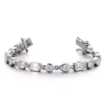 14k white gold round lab grown diamond bezel tennis bracelet 1