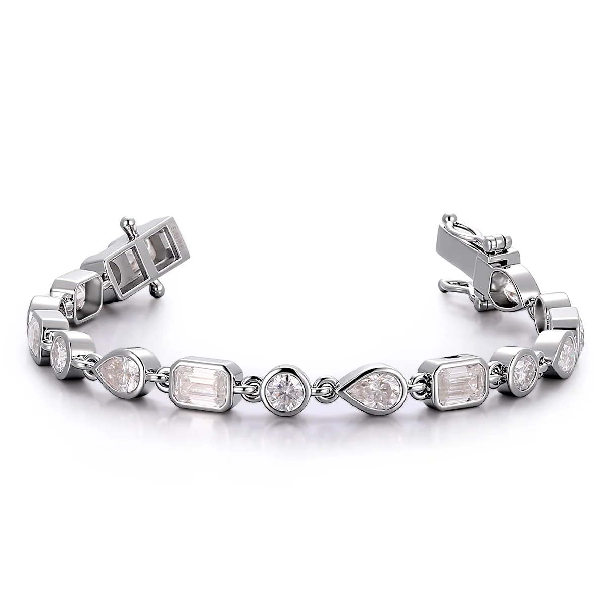 14k white gold round lab grown diamond bezel tennis bracelet 1 14k white gold round lab grown diamond bezel tennis bracelet 1