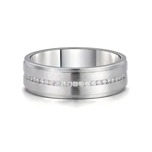 14k white gold round lab grown diamond channel set eternity ring 1