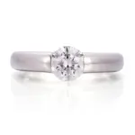 14k white gold round lab grown diamond channel set solitaire engagement ring 1