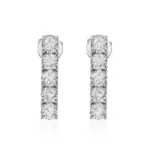 14k white gold round lab grown diamond four prong drop earring 1