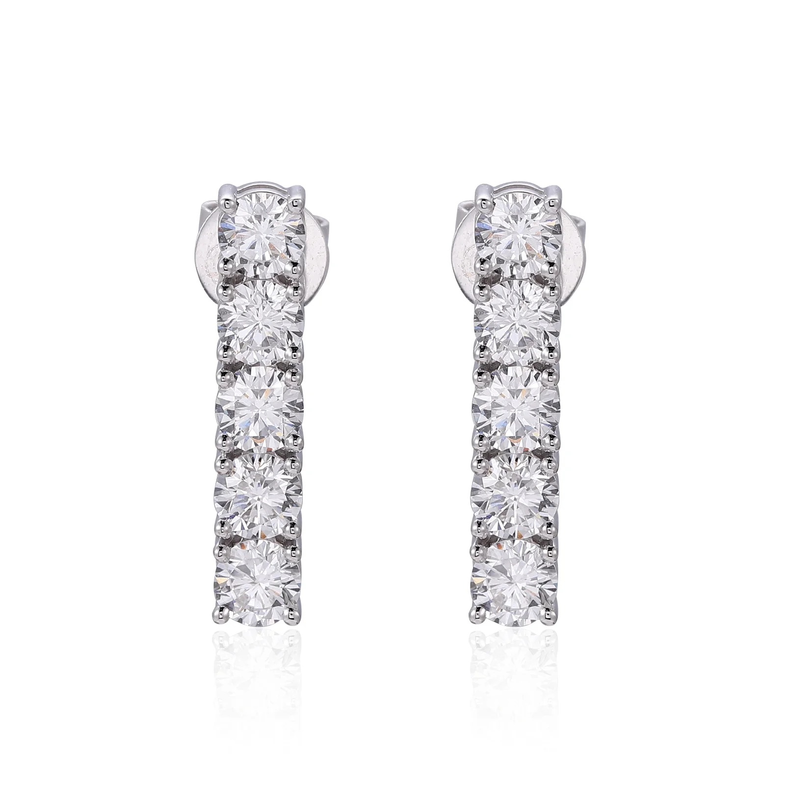 14k white gold round lab grown diamond four prong drop earring 1 14k white gold round lab grown diamond four prong drop earring 1