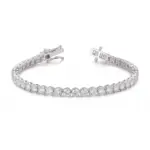 14k white gold round lab grown diamond four prong tennis bracelet 1