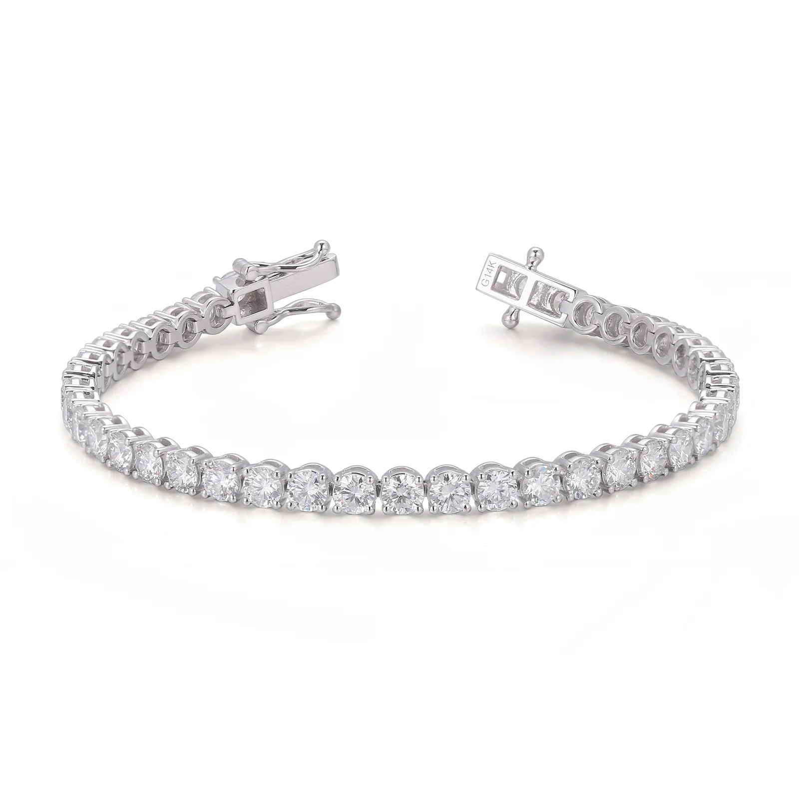 14k white gold round lab grown diamond four prong tennis bracelet 1 14k white gold round lab grown diamond four prong tennis bracelet 1