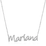 14k white gold round lab grown diamond pave set initial necklace 1