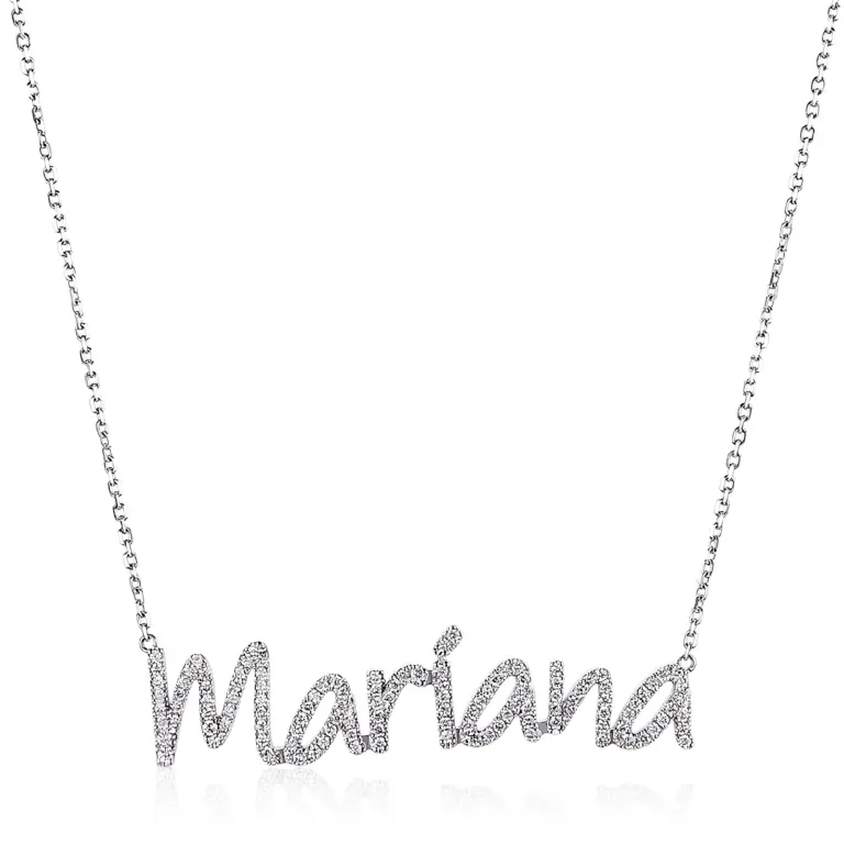 14k white gold round lab grown diamond pave set initial necklace 1